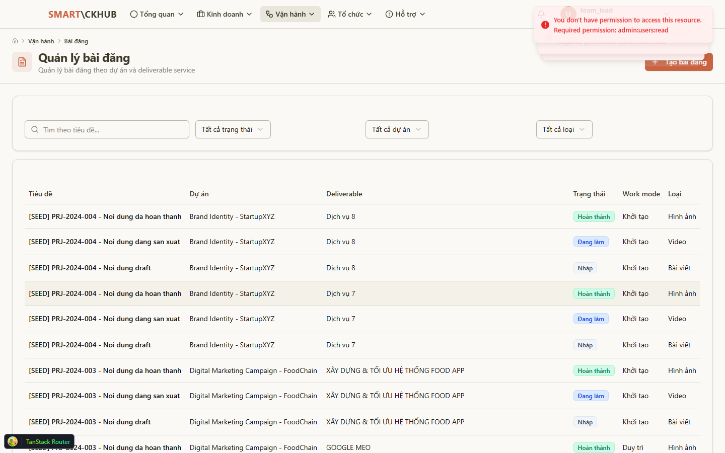 Danh sách bài đăng